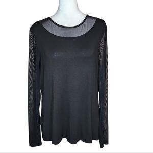 Anatomie Kim Mesh Sleeve Top in Black Made in Italy Size Large